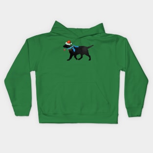 Black Lab Christmas Naughty Dog Kids Hoodie